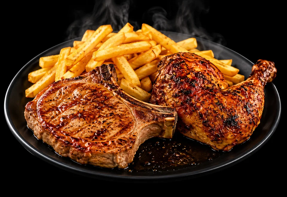 Pork chop & quarter chicken