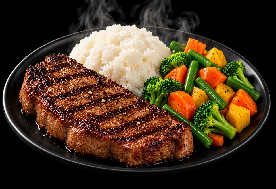 Steak, pap & veg